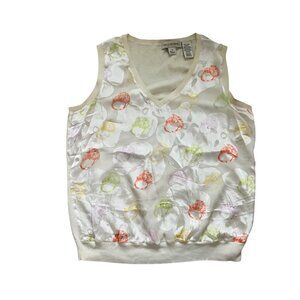 Bill Burns Womens Sleeveless V-Neck Top With Colorful Ring Print Size 4